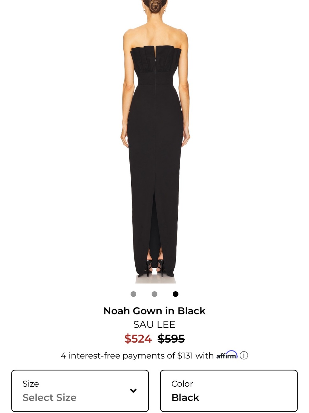 Strapless Black Maxi Dress with Ruffled Bodice - Picture 4 of 4